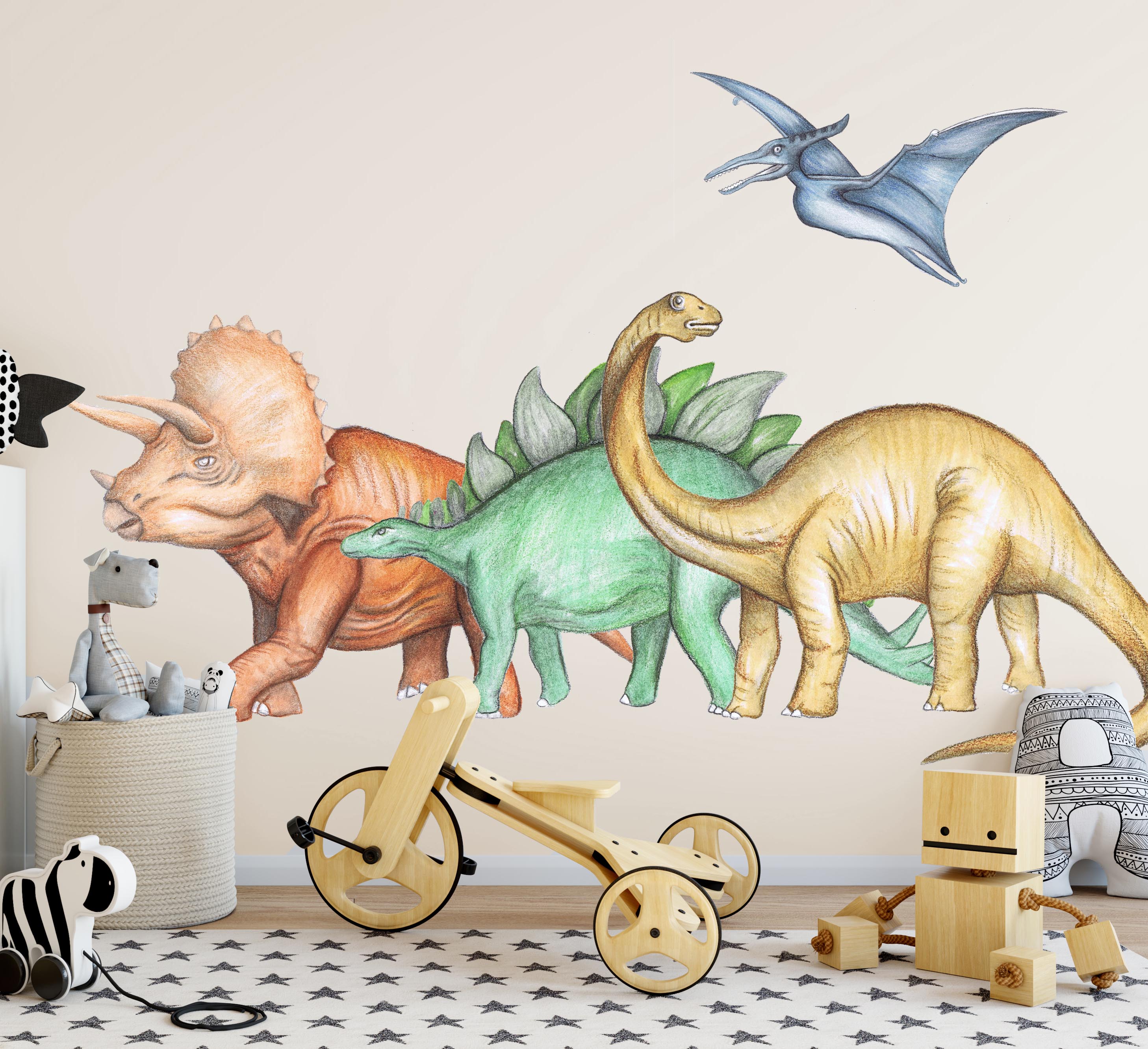 Dinosaurs Wall Decals Polka Art Prints